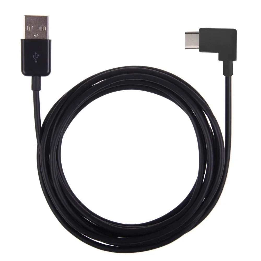 Right Angled Type C USB-C to USB 2.0 Cable 90 Degree Connector for Tablet & Mobile Phone - Black - 3