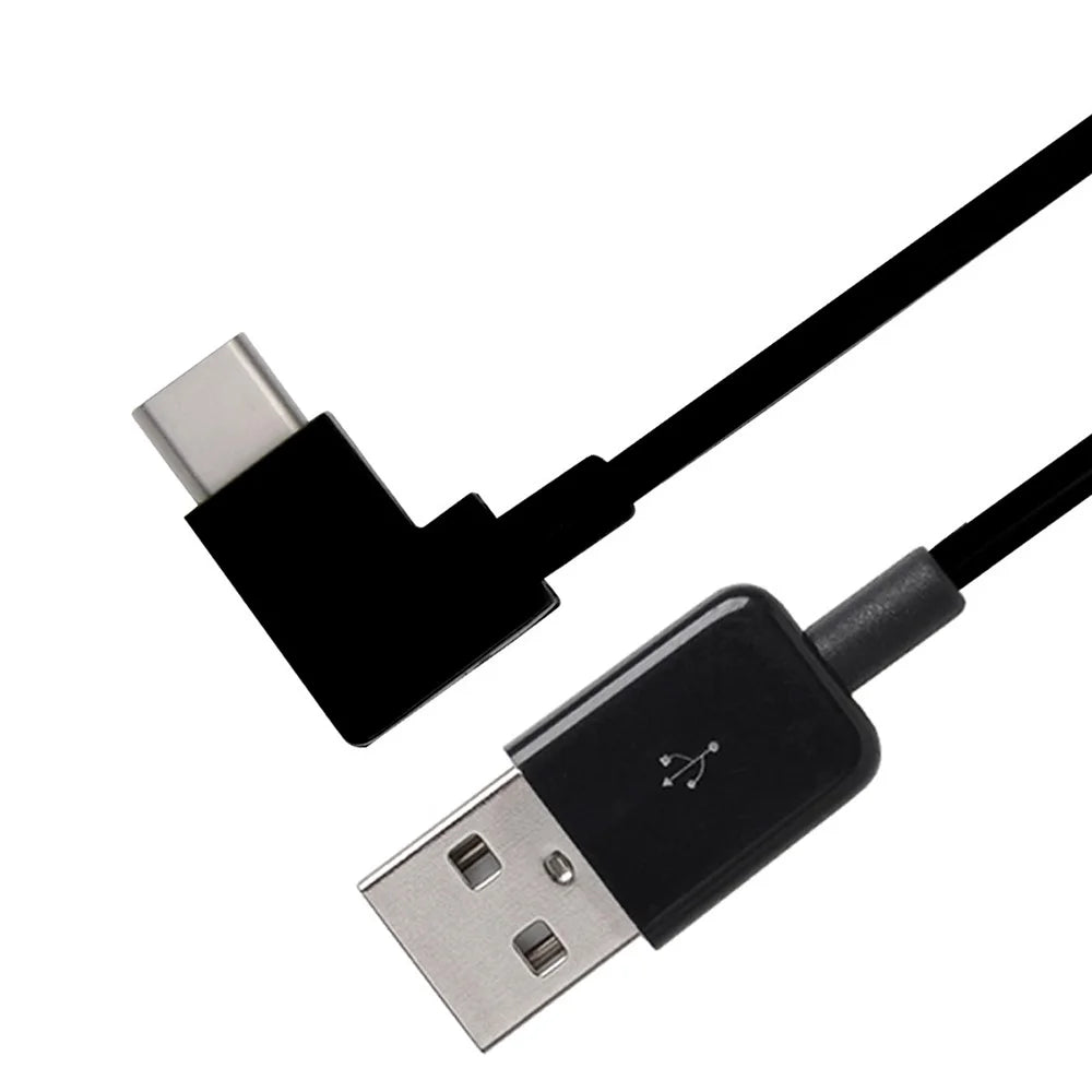 Right Angled Type C USB-C to USB 2.0 Cable 90 Degree Connector for Tablet & Mobile Phone - Black - 7