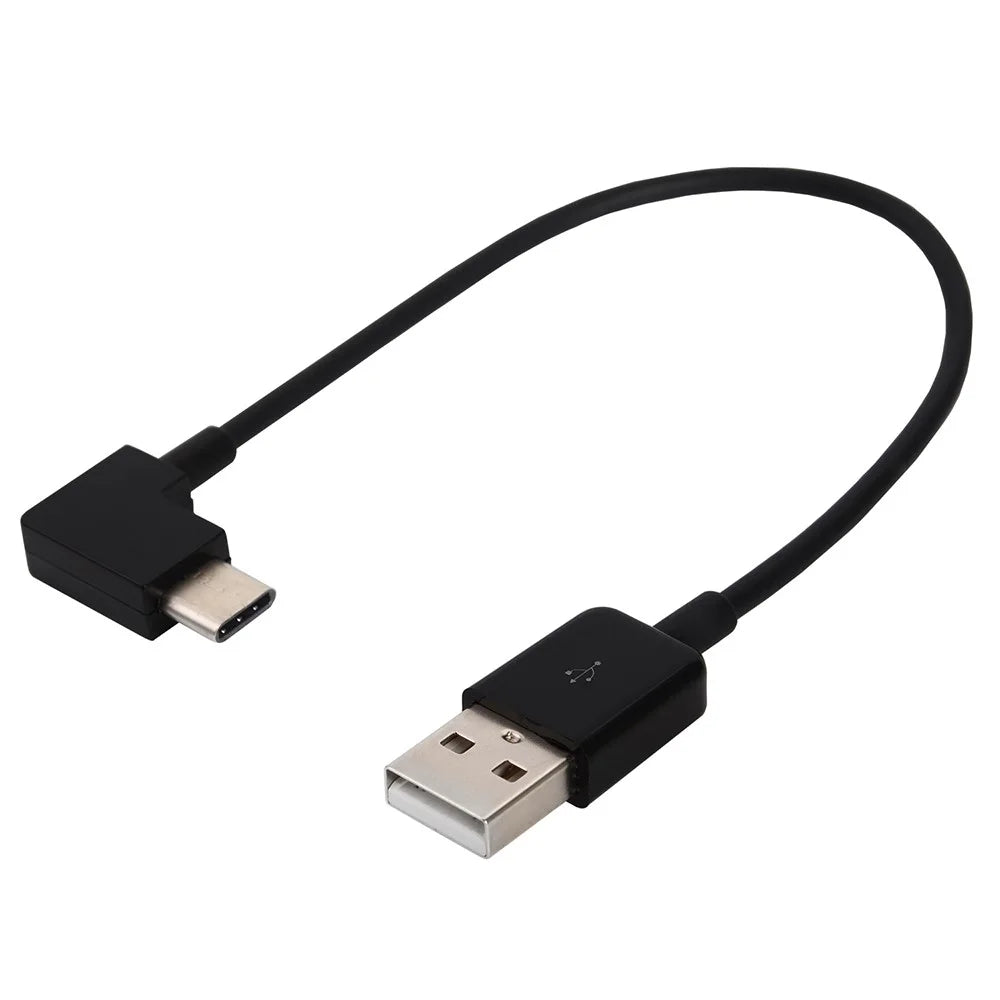 90 Degree Right Angled USB 3.1 Type C Male USB-C to USB 2.0 Male Cable for Tablet & Mobile Phone - Black - 1