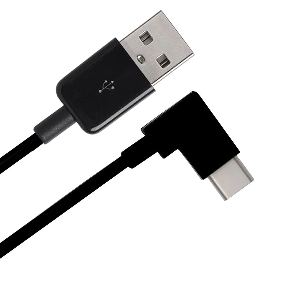 90 Degree Right Angled USB 3.1 Type C Male USB-C to USB 2.0 Male Cable for Tablet & Mobile Phone - Black - 3