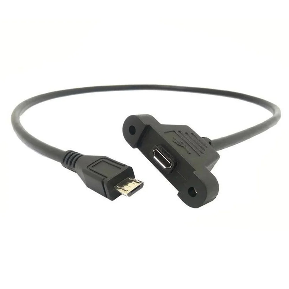 Micro USB 5Pin Male to Female Extension Panel Mount Type Cable with Screws - 1