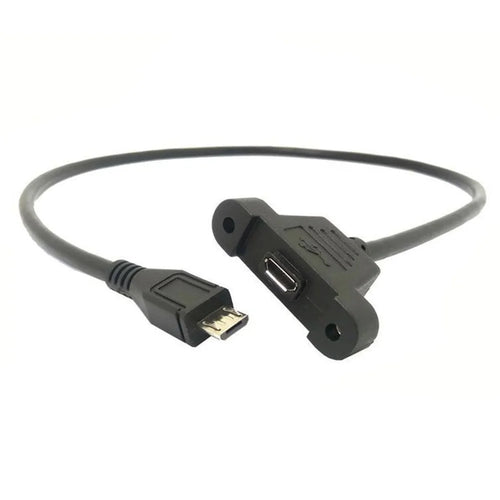 Micro USB 5Pin Male to Female Extension Panel Mount Type Cable with Screws - 1