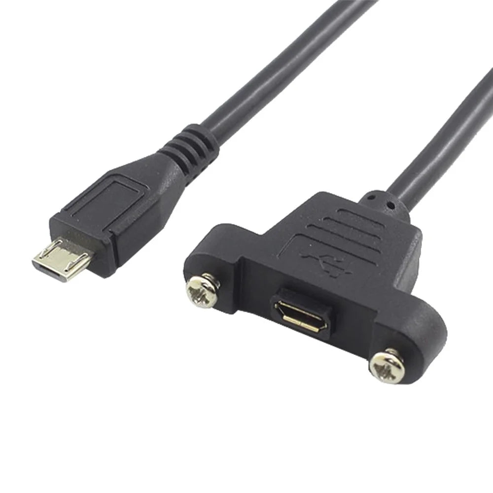 Micro USB 5Pin Male to Female Extension Panel Mount Type Cable with Screws - 2