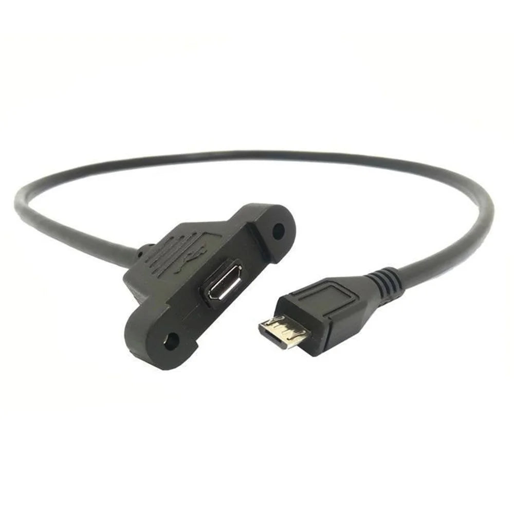 Micro USB 5Pin Male to Female Extension Panel Mount Type Cable with Screws - 3