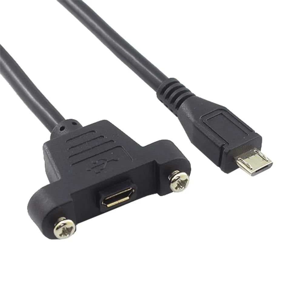 Micro USB 5Pin Male to Female Extension Panel Mount Type Cable with Screws - 4