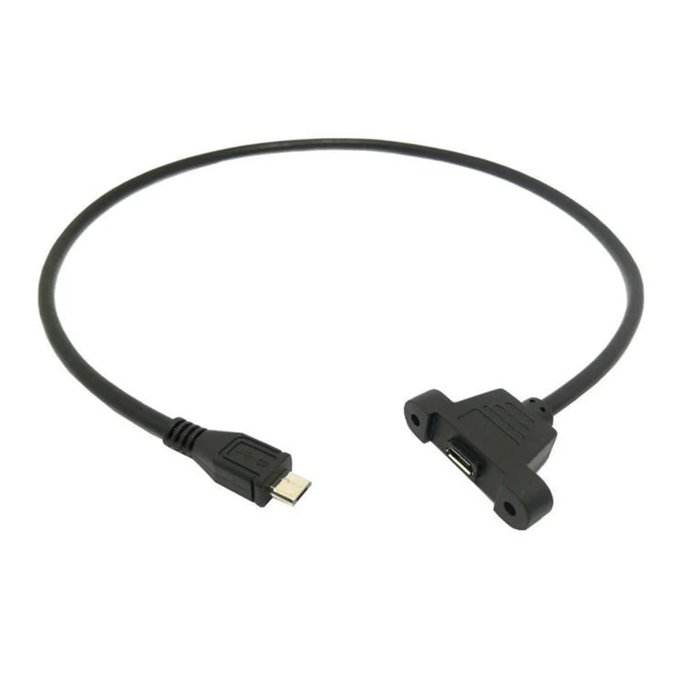 Micro USB 5Pin Male to Female Extension Panel Mount Type Cable with Screws - 5