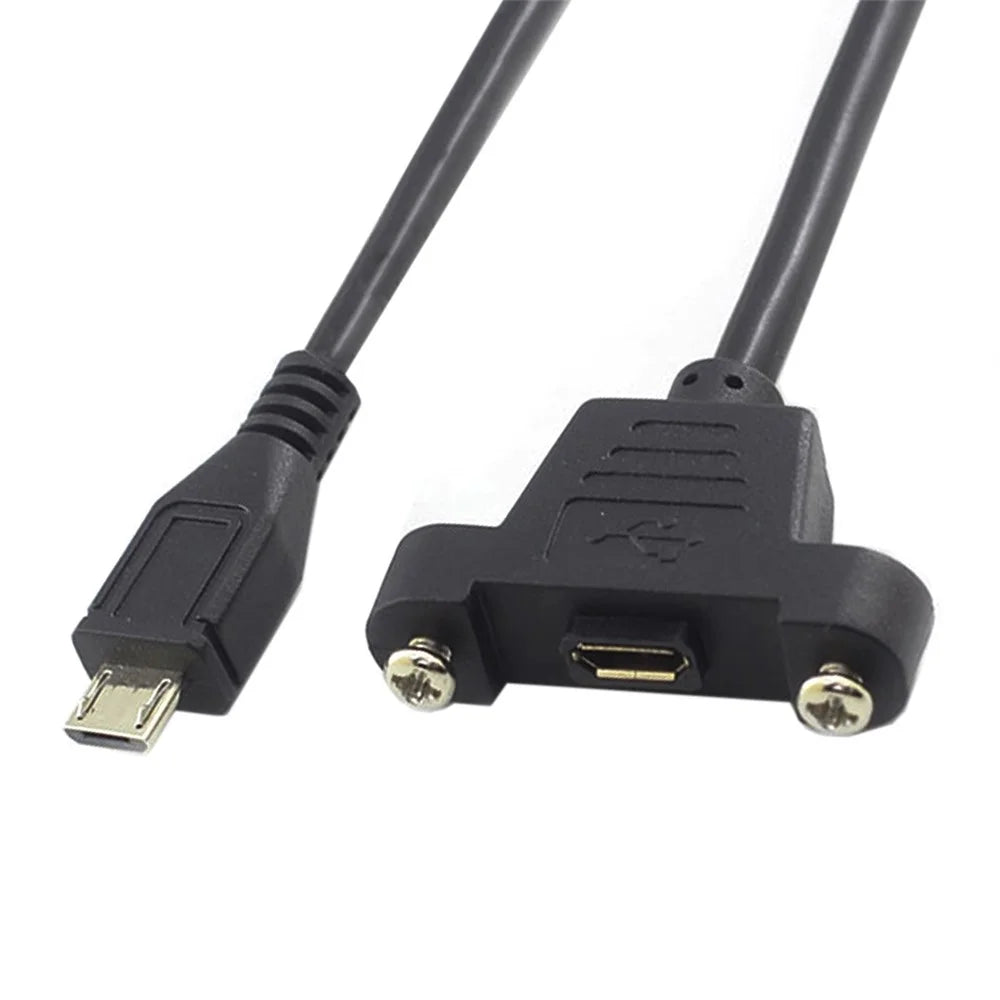 Micro USB 5Pin Male to Female Extension Panel Mount Type Cable with Screws - 6