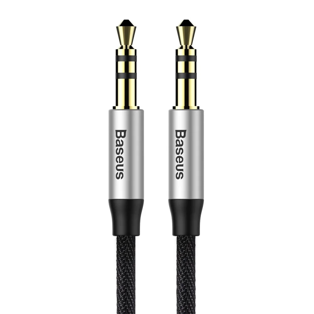 BASEUS M30 1.5m Gold Color Plated Male to Male Audio Cable for Phones, Tablets, PC devices - Black - 1
