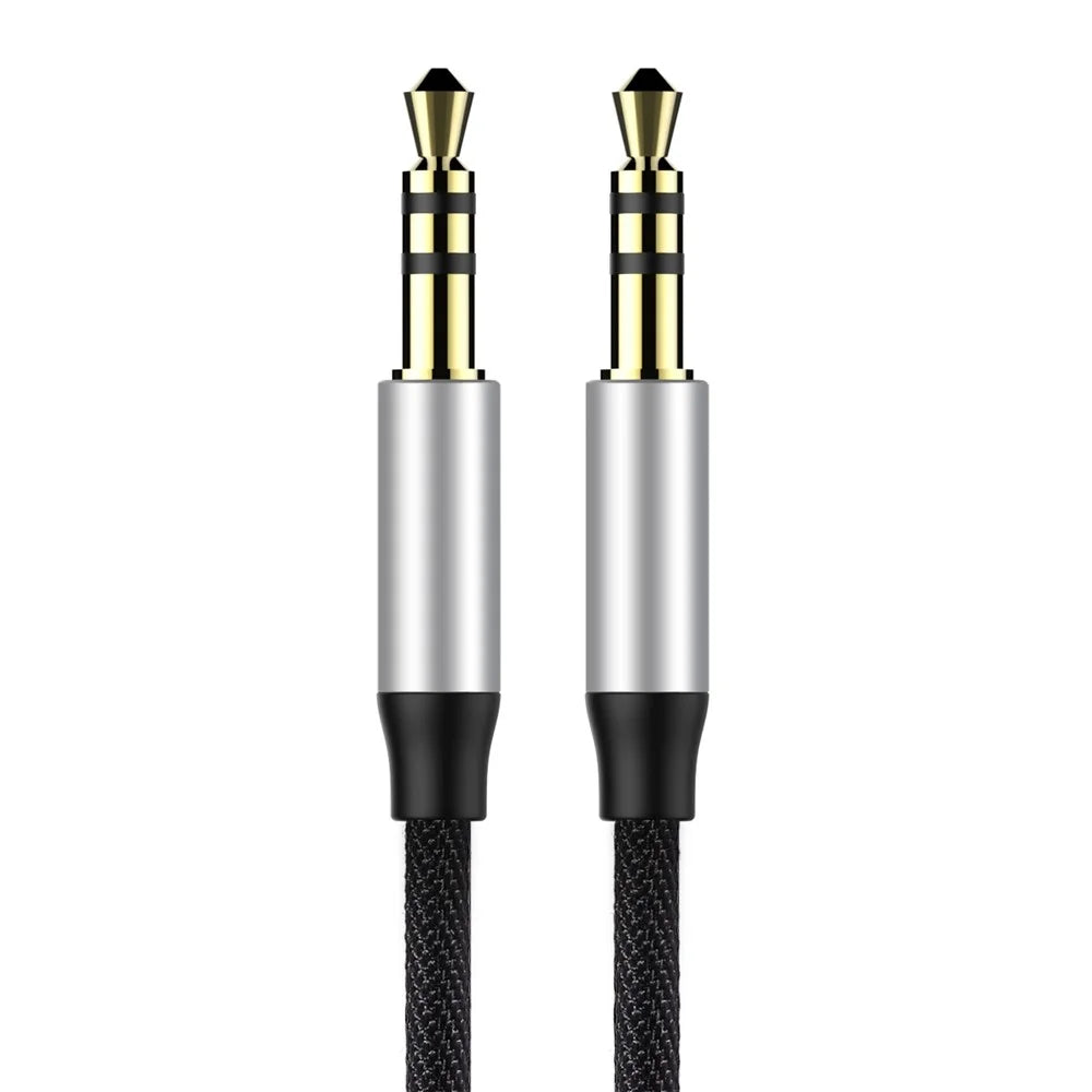 BASEUS M30 1.5m Gold Color Plated Male to Male Audio Cable for Phones, Tablets, PC devices - Black - 2