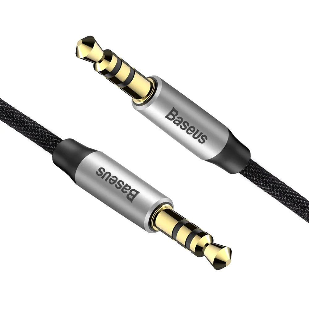 BASEUS M30 1.5m Gold Color Plated Male to Male Audio Cable for Phones, Tablets, PC devices - Black - 3