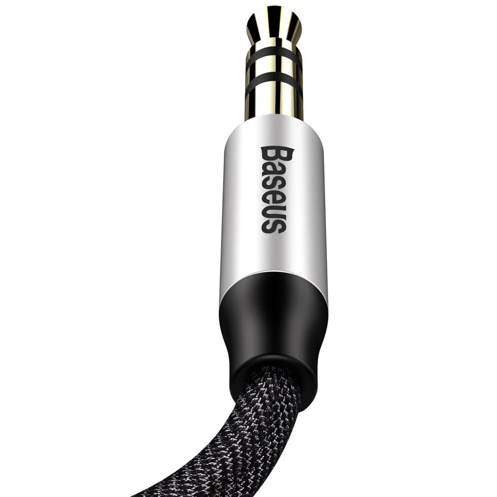 BASEUS M30 1.5m Gold Color Plated Male to Male Audio Cable for Phones, Tablets, PC devices - Black - 6