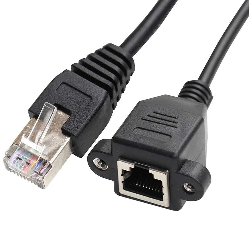 FTP STP UTP Cat 5e Male to Female Lan Ethernet Network Extension Cable Patch Cord with Panel Mount Holes - 1