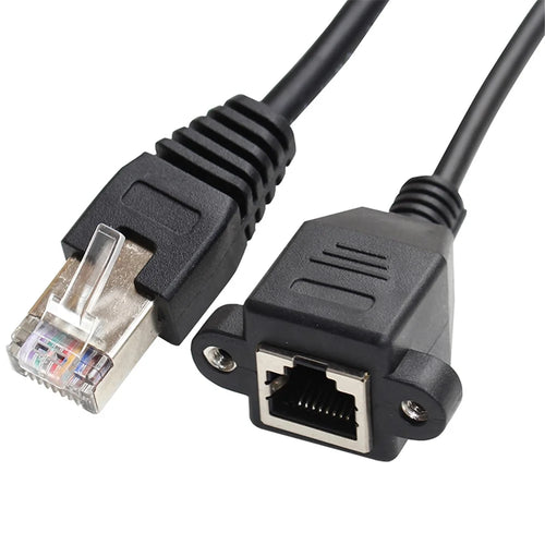 FTP STP UTP Cat 5e Male to Female Lan Ethernet Network Extension Cable Patch Cord with Panel Mount Holes - 1