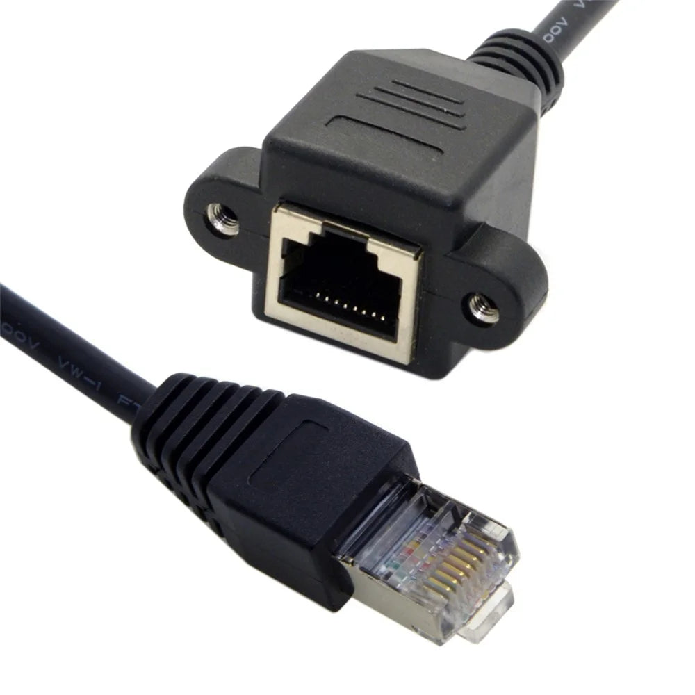 FTP STP UTP Cat 5e Male to Female Lan Ethernet Network Extension Cable Patch Cord with Panel Mount Holes - 2