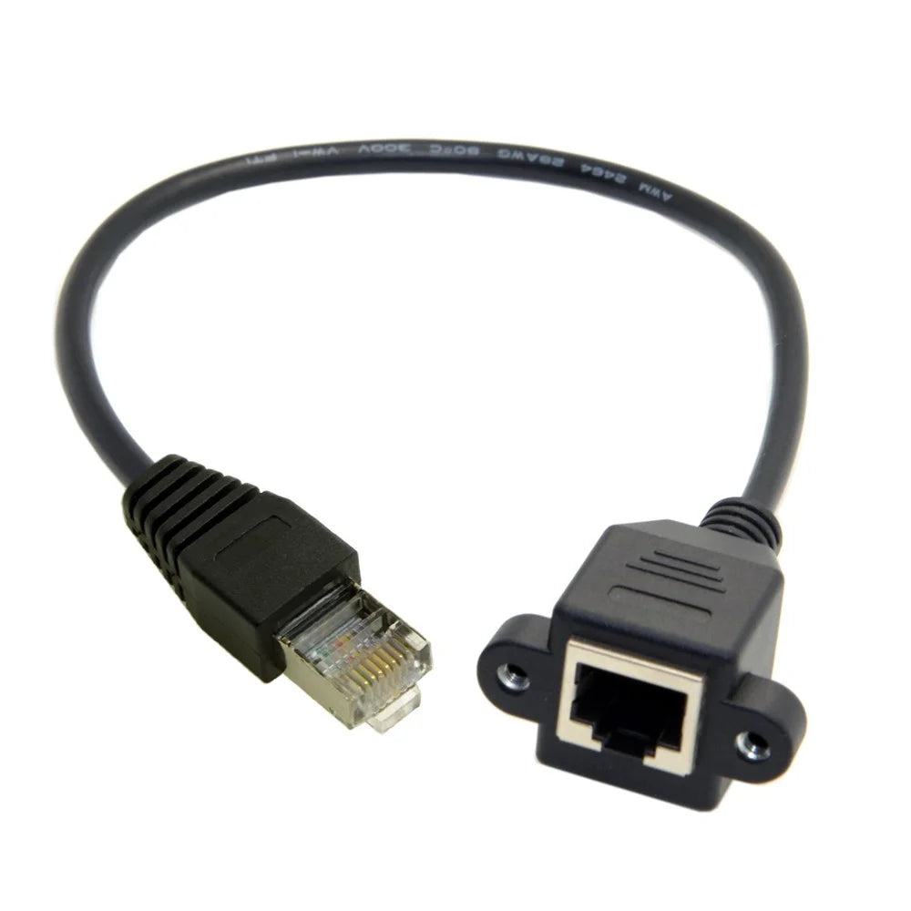 FTP STP UTP Cat 5e Male to Female Lan Ethernet Network Extension Cable Patch Cord with Panel Mount Holes - 3