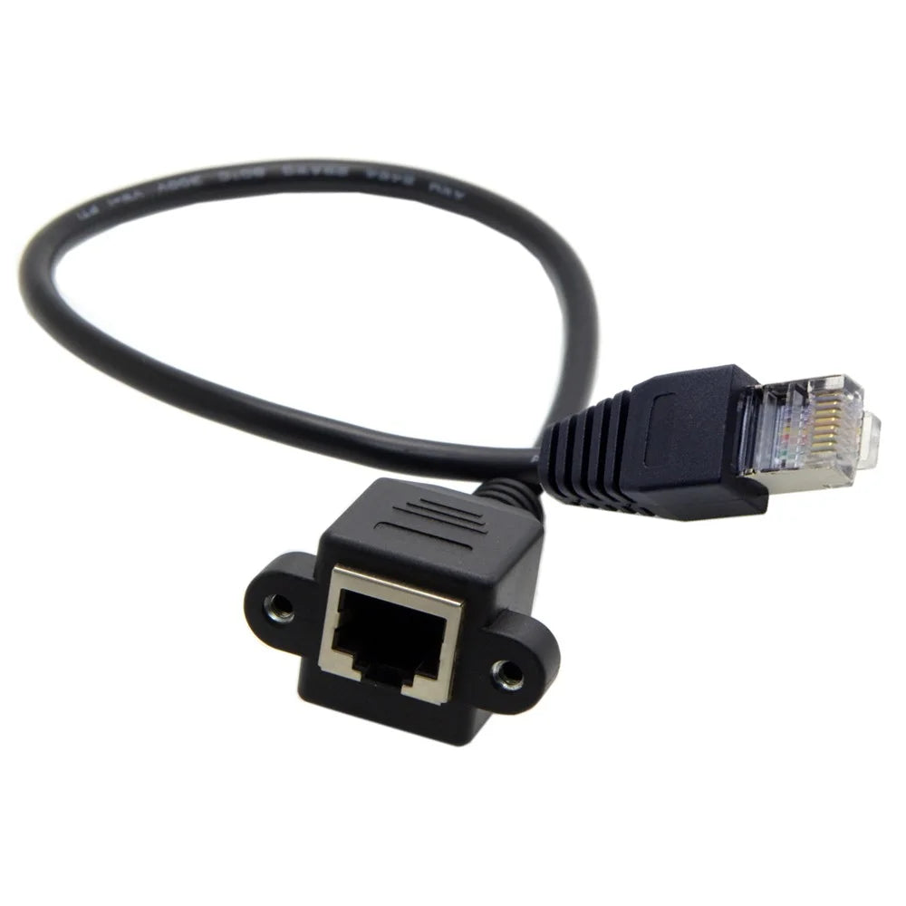 FTP STP UTP Cat 5e Male to Female Lan Ethernet Network Extension Cable Patch Cord with Panel Mount Holes - 4