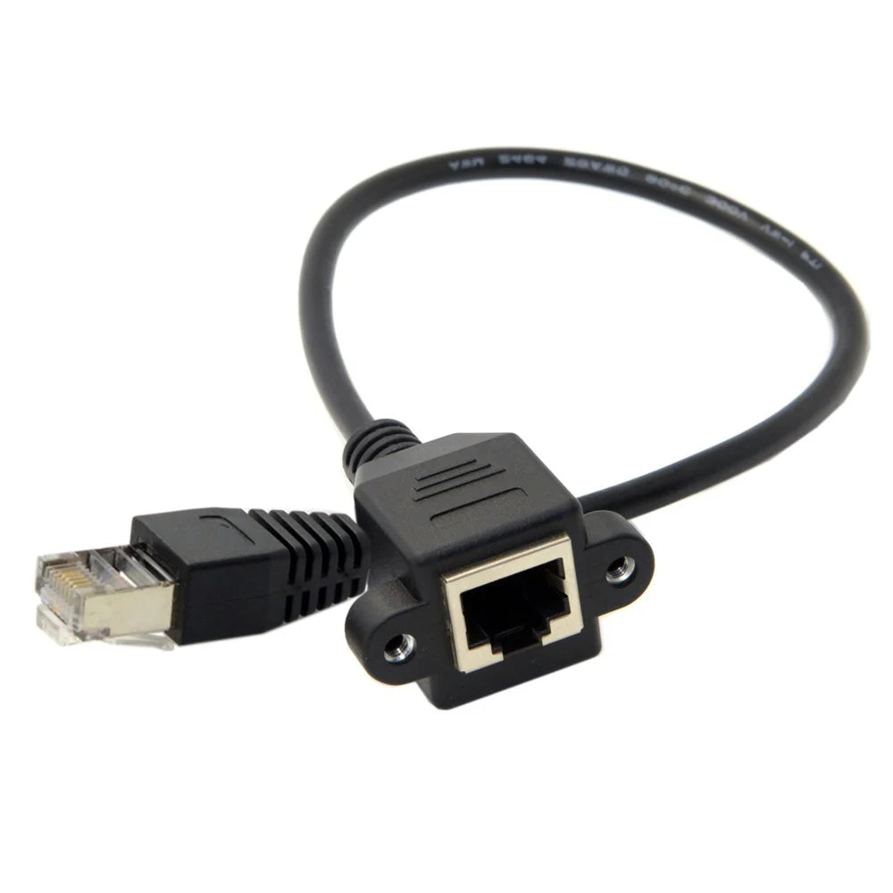 FTP STP UTP Cat 5e Male to Female Lan Ethernet Network Extension Cable Patch Cord with Panel Mount Holes - 5