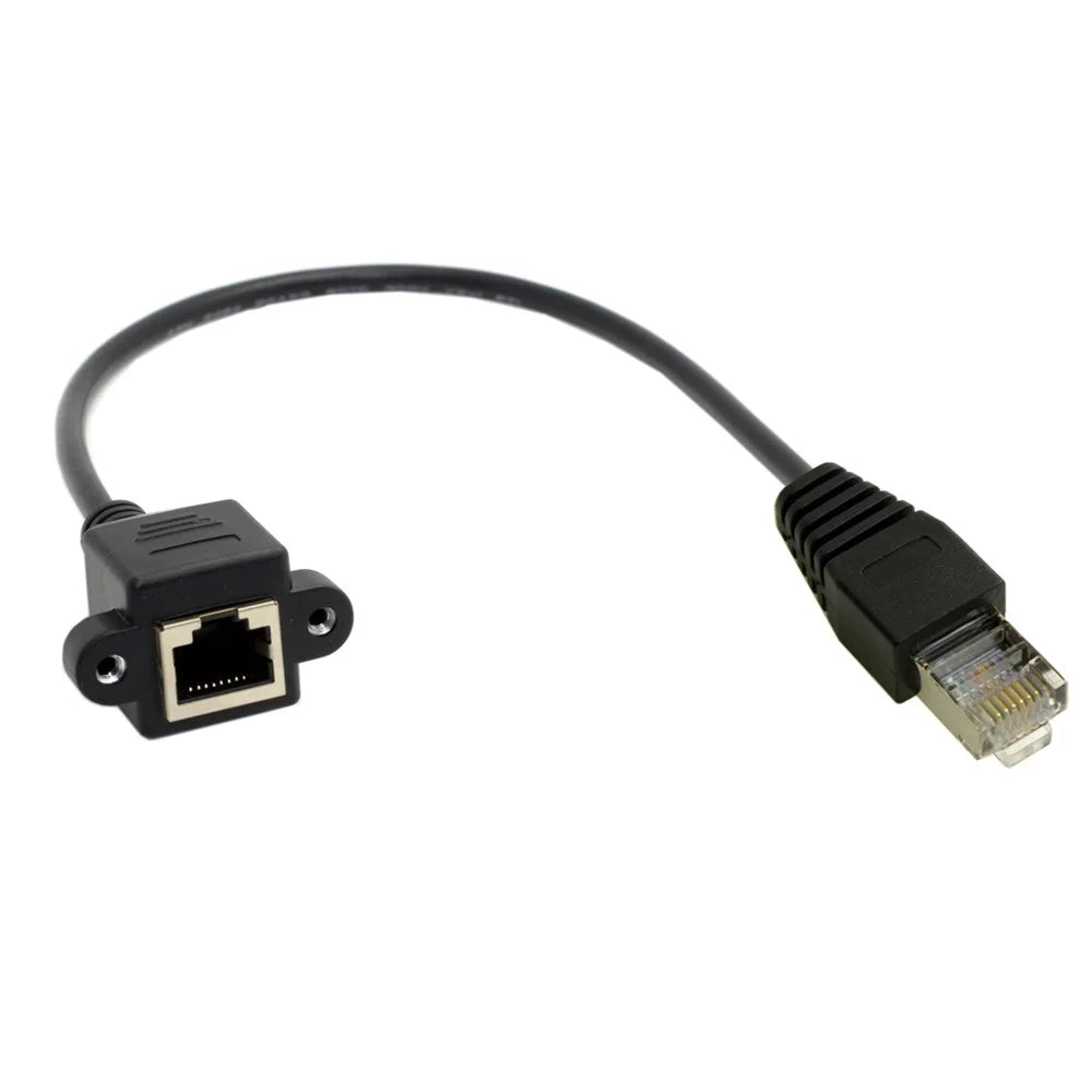 FTP STP UTP Cat 5e Male to Female Lan Ethernet Network Extension Cable Patch Cord with Panel Mount Holes - 6