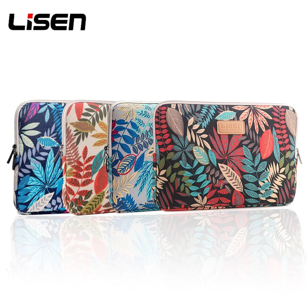 LISEN Colorful Leaves Laptop Sleeve Handbag for iPad mini, Size: 22 x 15.5 x 1.5cm - Black - 5
