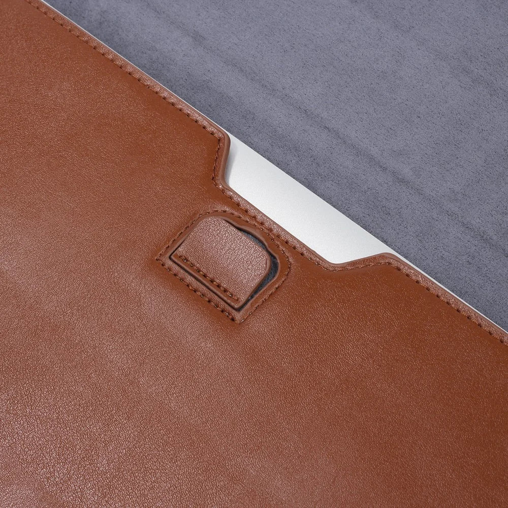 Envelop Leather Laptop Sleeve Cover with Stand for MacBook 12-inch/Air 11.6-inch - Brown - 4