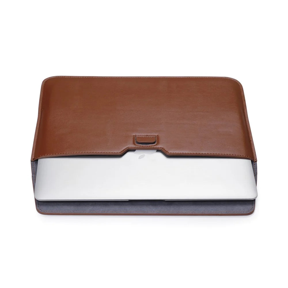 Envelop Leather Laptop Sleeve Cover with Stand for MacBook 12-inch/Air 11.6-inch - Brown - 7