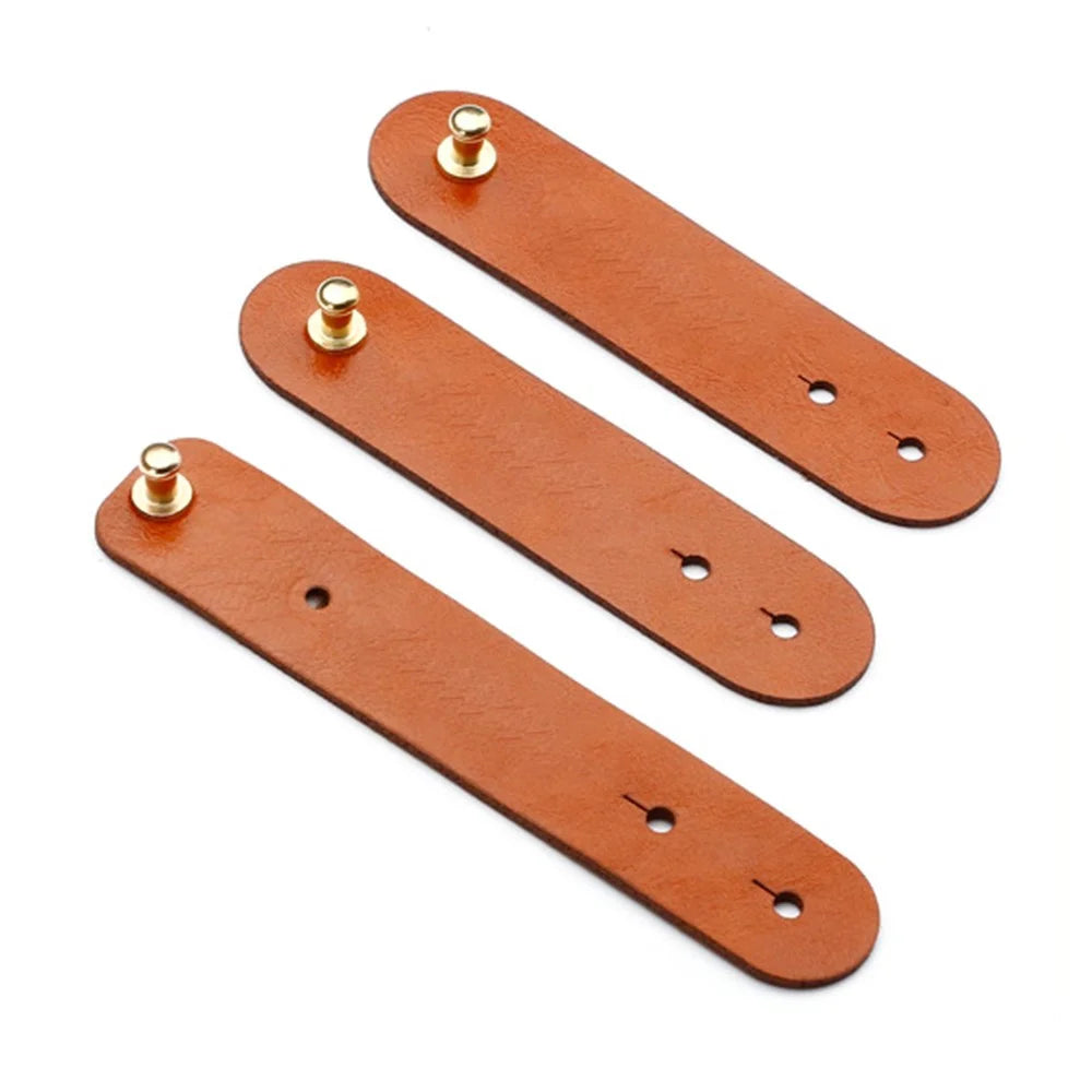 3PCS / Lot PU Leather Cable Cord Wire Earphone Bobbin Winder Organizer - Light Brown - 3