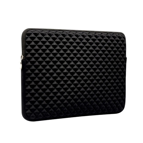 Stereo Grid PU Leather Shockproof Sleeve Bag for 15.4-inch MacBook Pro - Black - 1