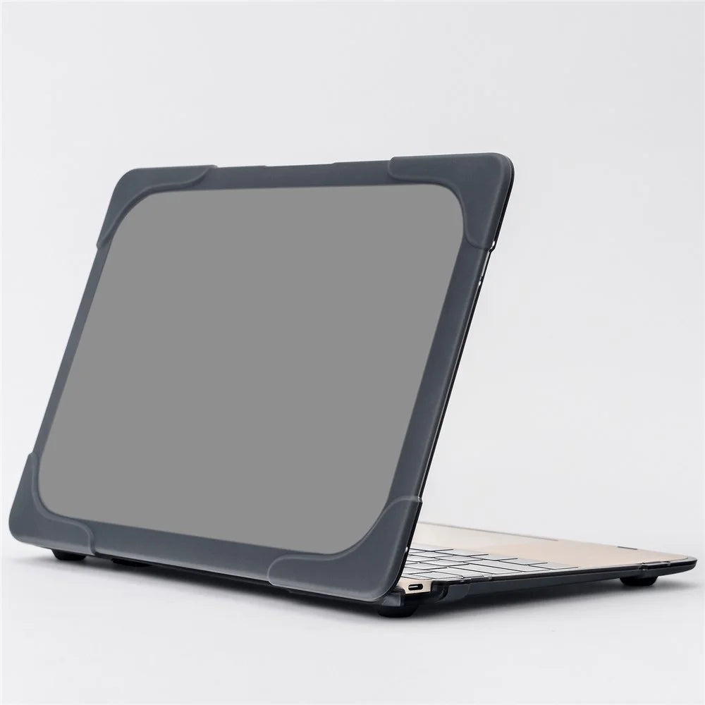 Two-pieces Plastic + TPU Hybrid Case with Stand for MacBook 12-inch with Retina Display (2015) - Grey - 1