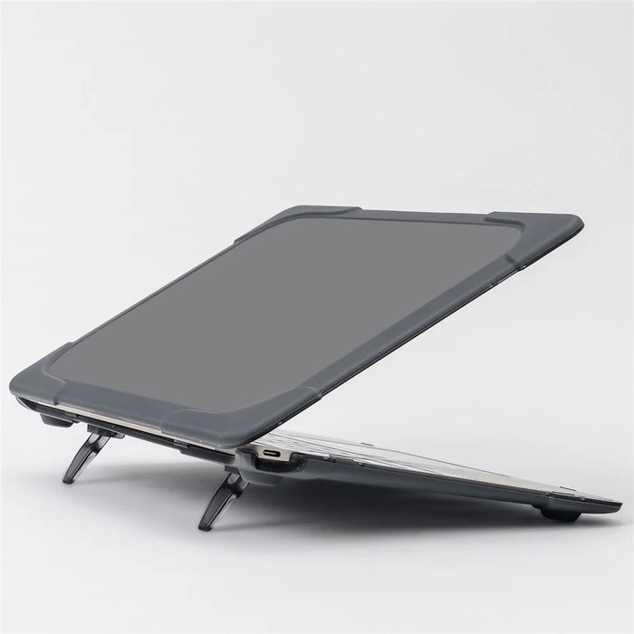Two-pieces Plastic + TPU Hybrid Case with Stand for MacBook 12-inch with Retina Display (2015) - Grey - 5