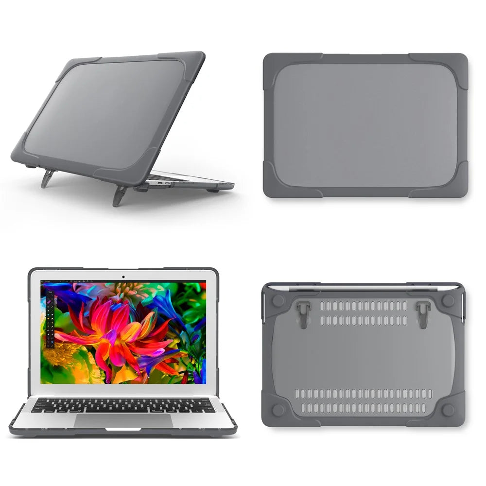 Two-piece Plastic + TPU Combo Case with Stand for MacBook Pro 13-inch (2016) with Touch Bar - Grey - 2