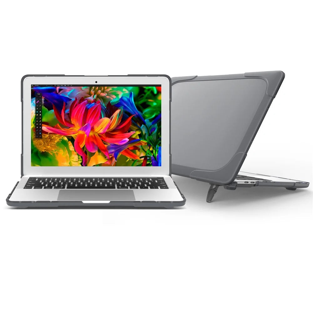 Two-piece Plastic + TPU Combo Case with Stand for MacBook Pro 13-inch (2016) with Touch Bar - Grey - 3