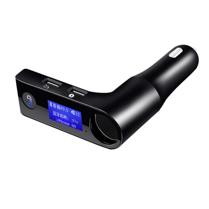 G7S Car Bluetooth-compatible Kit FM Transmitter MP3 Player Dual USB Car Charger with Cigarette Lighter Port - Black - 2