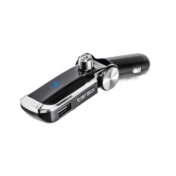 AB Foldable Car Bluetooth-compatible Kit FM Transmitter MP3 Player USB Car Charger - Black - 7