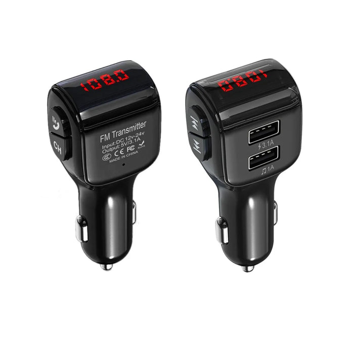 Dual USB Handsfree Car FM Transmitter Bluetooth-compatible 5.0 Wireless U Disk MP3 Player - 2