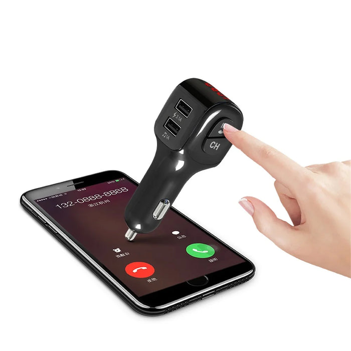 Dual USB Handsfree Car FM Transmitter Bluetooth-compatible 5.0 Wireless U Disk MP3 Player - 3