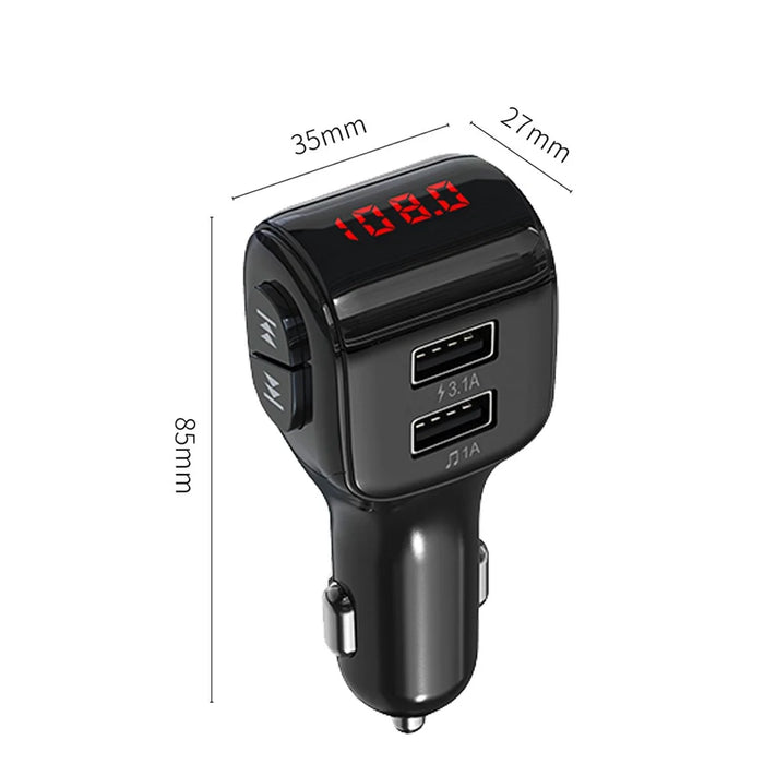 Dual USB Handsfree Car FM Transmitter Bluetooth-compatible 5.0 Wireless U Disk MP3 Player - 4