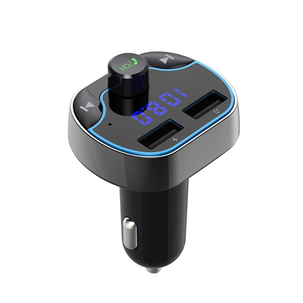 T24 Car FM Tranmitter Voice Navigation Bluetooth-compatible MP3 Player Vehicle Fast Charger for iPhone Samsung Huawei etc. - 1