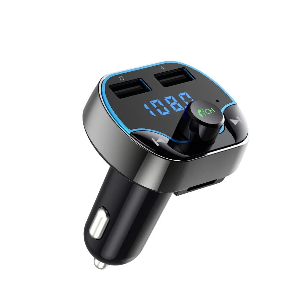 T24 Car FM Tranmitter Voice Navigation Bluetooth-compatible MP3 Player Vehicle Fast Charger for iPhone Samsung Huawei etc. - 4