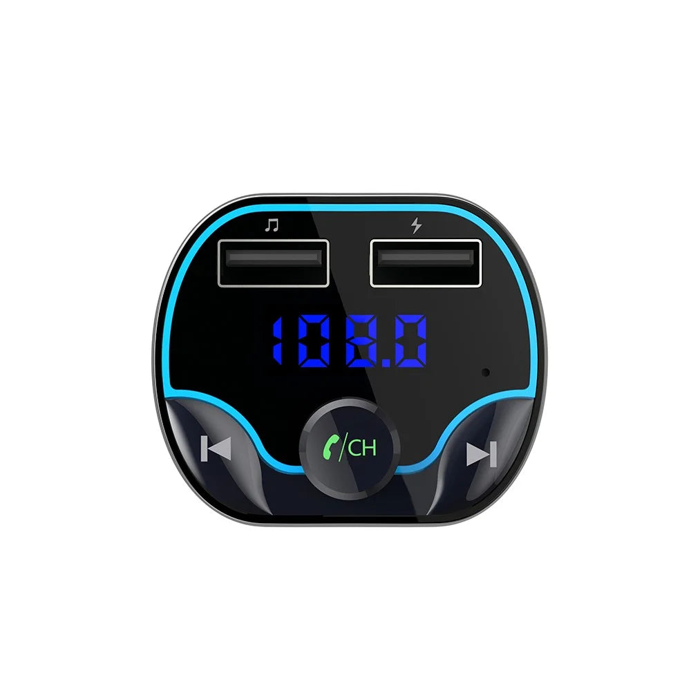 T24 Car FM Tranmitter Voice Navigation Bluetooth-compatible MP3 Player Vehicle Fast Charger for iPhone Samsung Huawei etc. - 6