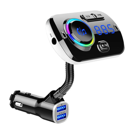 Bluetooth-compatible Car MP3 Player FM Transmitter Fast Charge Dual USB Breathing Atmosphere Light - Black - 2
