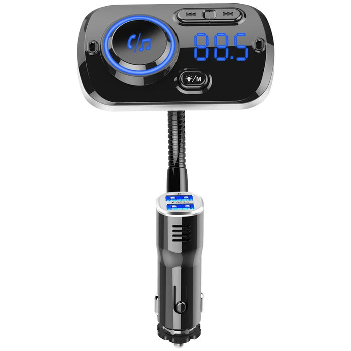 Bluetooth-compatible Car MP3 Player FM Transmitter Fast Charge Dual USB Breathing Atmosphere Light - Black - 4