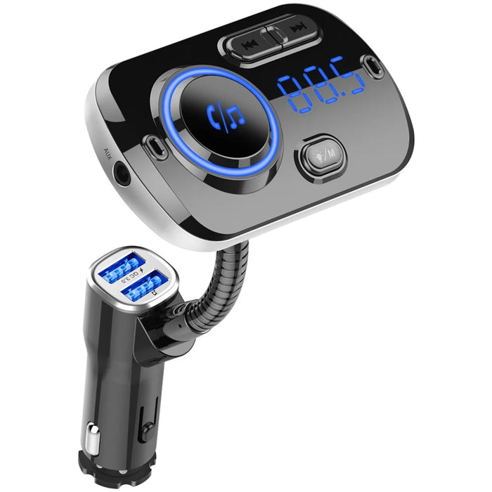 Bluetooth-compatible Car MP3 Player FM Transmitter Fast Charge Dual USB Breathing Atmosphere Light - Black - 6