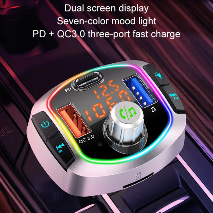 Multifunction Bluetooth-compatible Car FM Transmitter MP3 Player PD+QC3.0 Car Charger - 2