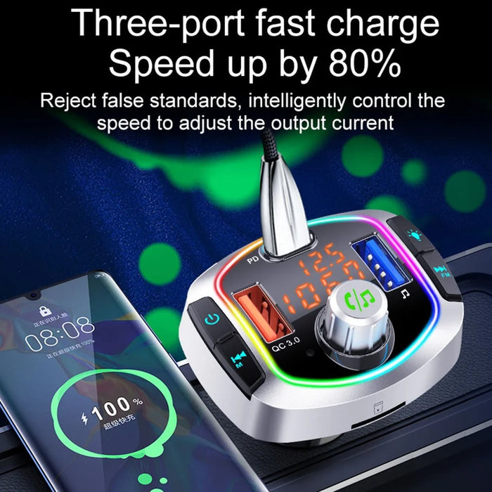 Multifunction Bluetooth-compatible Car FM Transmitter MP3 Player PD+QC3.0 Car Charger - 4