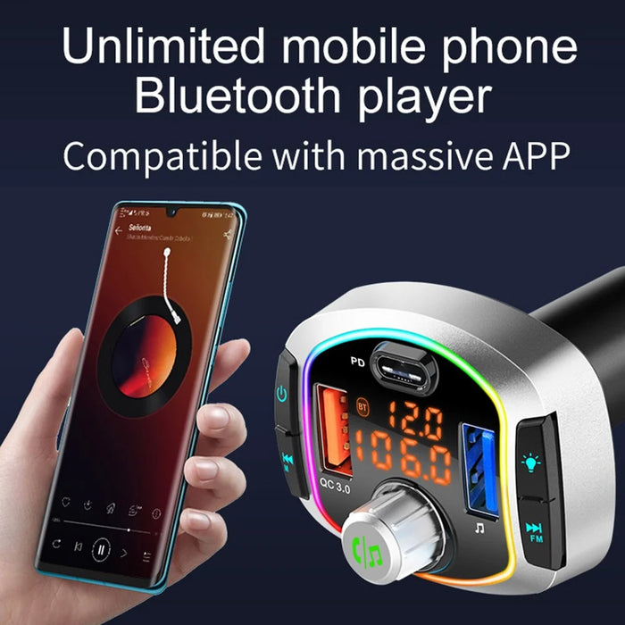 Multifunction Bluetooth-compatible Car FM Transmitter MP3 Player PD+QC3.0 Car Charger - 6