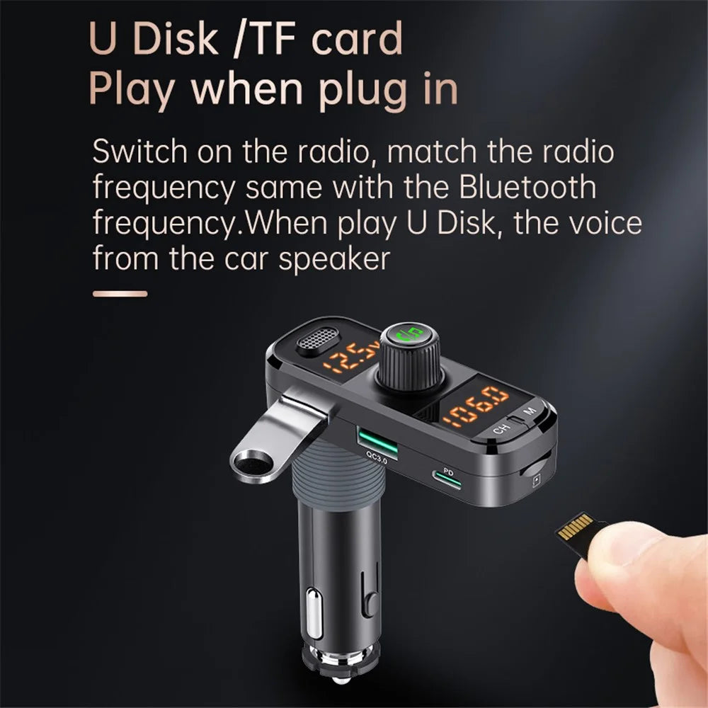 BC70 Car MP3 Bluetooth-compatible Hands-free FM Transmitter Radio Music Player Dual USB QC3.0+PD Charger - 7