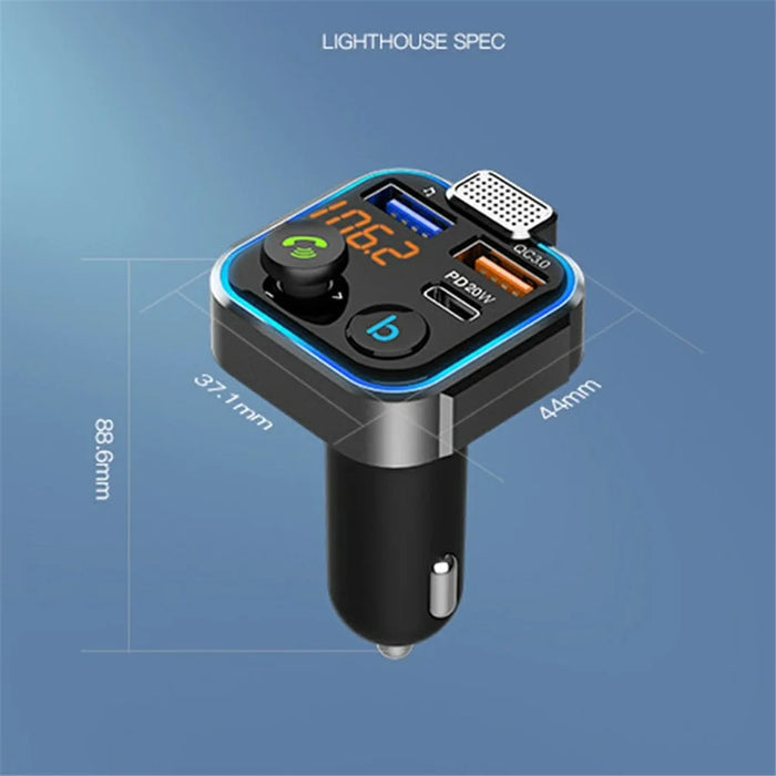 BT23 Dual USB Digital Display Car Bluetooth-compatible MP3 Music Player FM Transmitter QC3.0 PD 20W Fast Charging Phone Charger - 6
