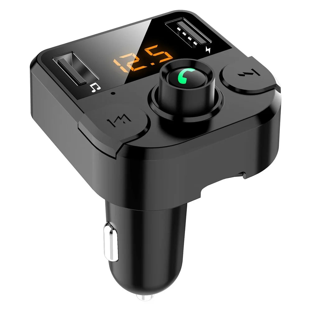 BT36B Dual USB Car Charger with FM Transmitter Bluetooth-compatible Hands-free FM Modulator Car Phone Charger - Black - 1