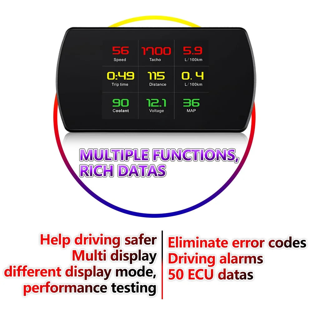 P12 Car HUD Head Up Display OBD2 On-board Diagnostic Digital Display - 4