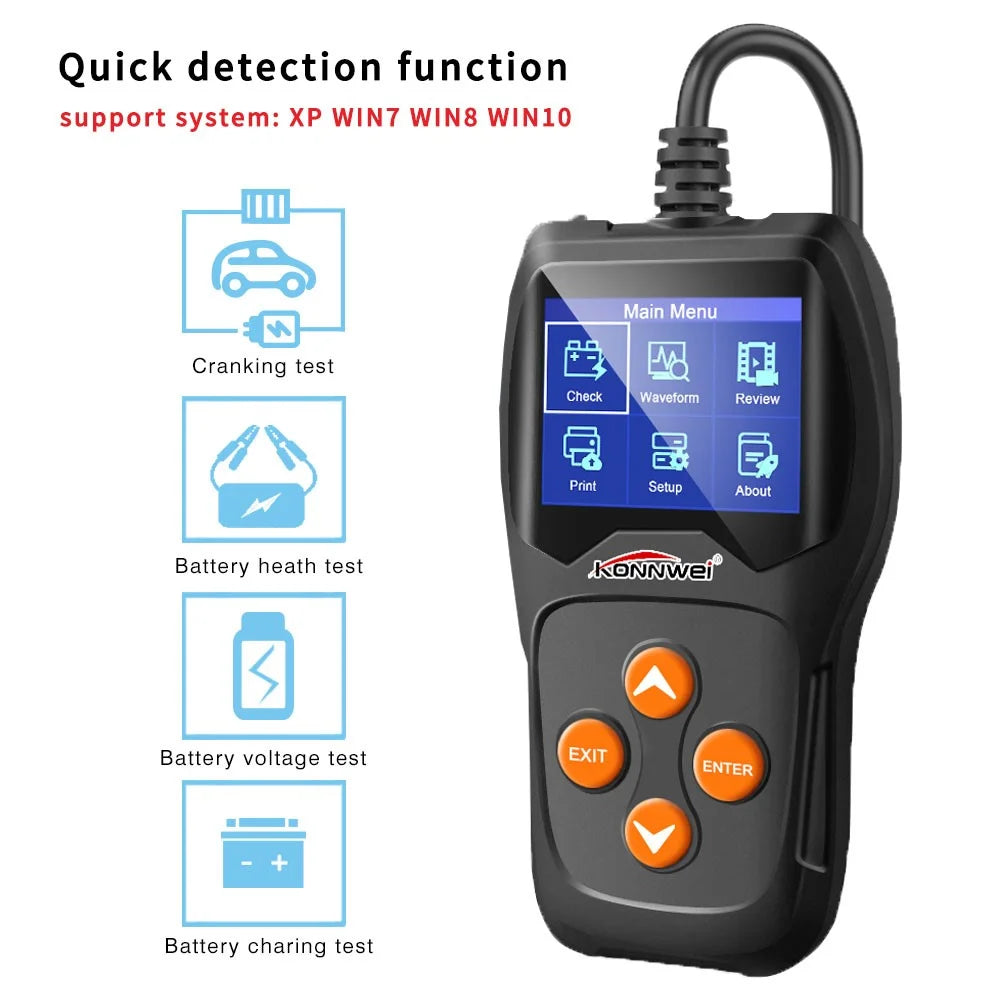 KONNWEI KW600 12V Car Battery Tester 100 to 2000CCA 12 Volt Battery Tools for Car Quick Cranking Charging Diagnostic - 2